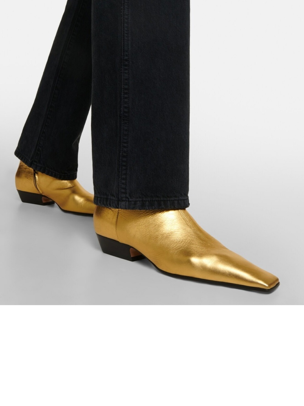 Khaite Marfa metallic leather ankle boots 8.5 minimalist quiet luxury